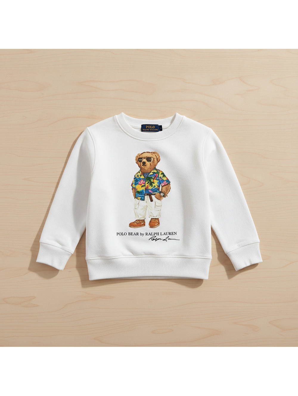 Polo Ralph Lauren Kids White Sweatshirt with Polo Bear Graphic Size 7
